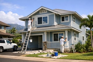 Hawaii Painters repainting exterior of house with quality paint