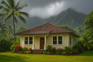 Hawaiis distinct climate high humidity tropical rainfall and intense UV exposure with residential house-1